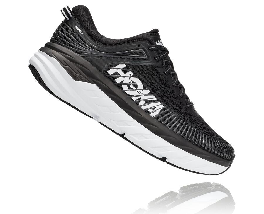 Hoka One One Hardloopschoenen Dames - Bondi 7 - Zwart/Wit - QN4783259